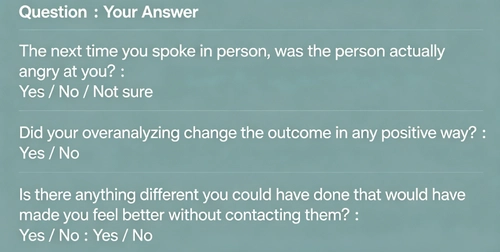HSP Text Overthinking Self‑Check Table